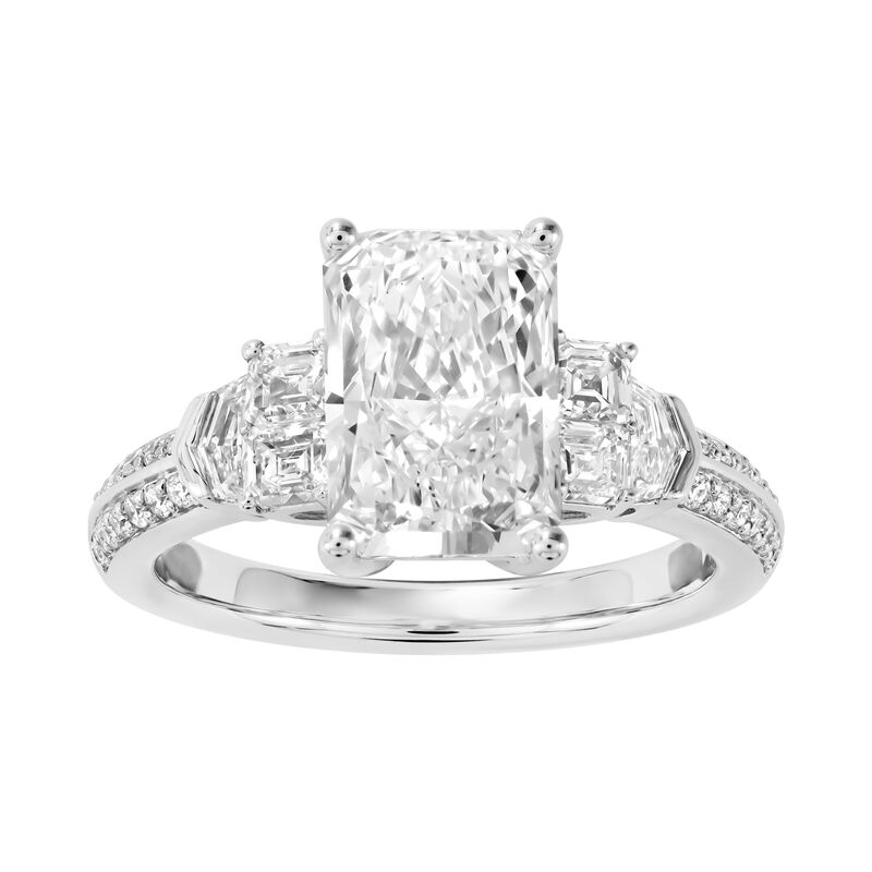 Radiant Lab Grown Diamond 3 1/2ctw. Engagement Ring in 14k White Gold image number null